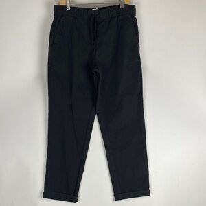Everlane Mens M Organic Cotton Drawstring Trousers Pants Black Pull On casual